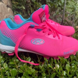 Pink and Blue Rawlings Girls Cleats